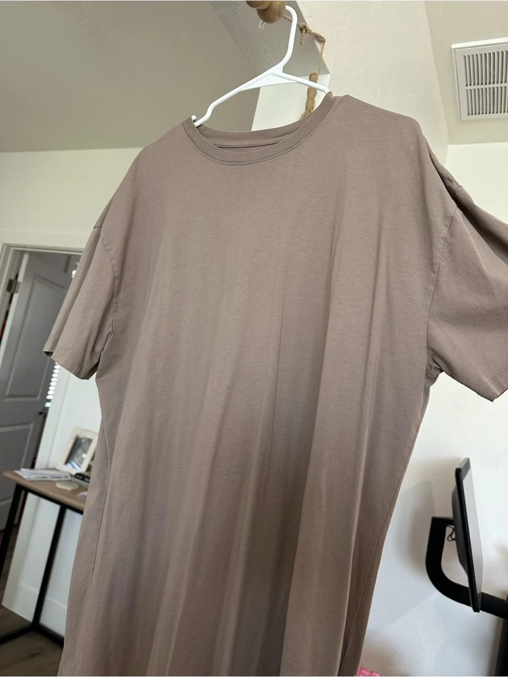 Abercrombie & Fitch Taupe Short-Sleeve Maxi Dress